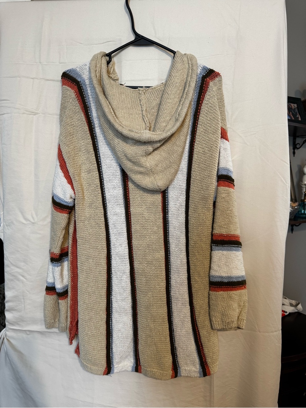 Natural Reflections Striped Knit Hoodie in Tan, White & Rust - Picture 3 of 6